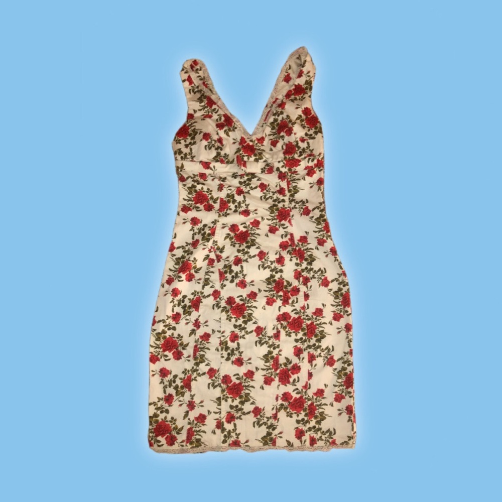 Vintage cream laced floral dress